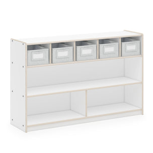 G80218 EdQ Essentials Shelves and 5 Bin Storage Unit White Main-1 | White