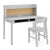 G76908 Martha Stewart Living and Learning Kids' Desk with Hutch and Chair Gray Quarter with Chair | Gray