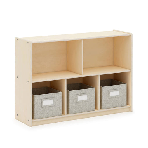 G80313 EdQ Essentials Two Shelf Compartment Storage 30in Natural Main-1 | Natural