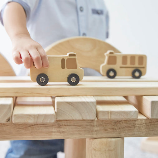 G6726 Mini Wooden Trucks Set of 10 School Bus