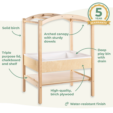 A sturdy wooden baby changing table, perfect for organizing essentials and making diaper changes convenient.