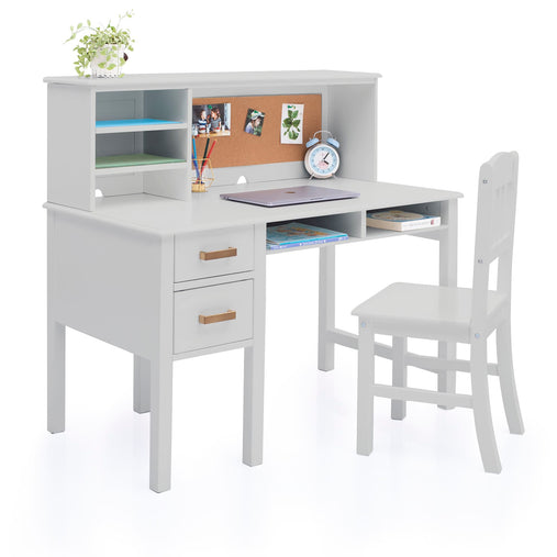 G27651-Taiga desk and hutch gray mainprops_update | Gray