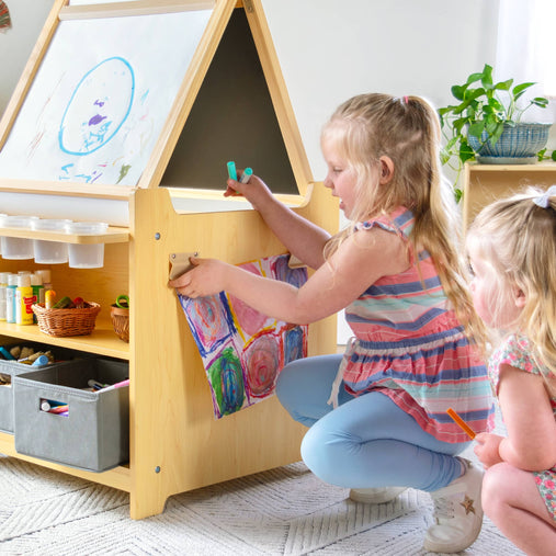 G51091_Desk to Easel Art Cart_Natural_Lifestyle 3931 | Natural