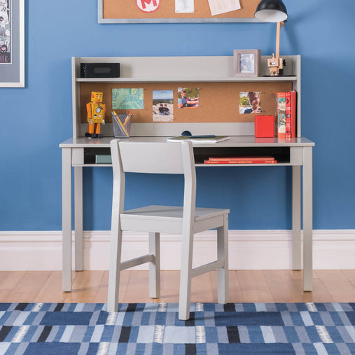 G76908 Desk with Hutch and Chair Gray_Enviormental Blue | Gray