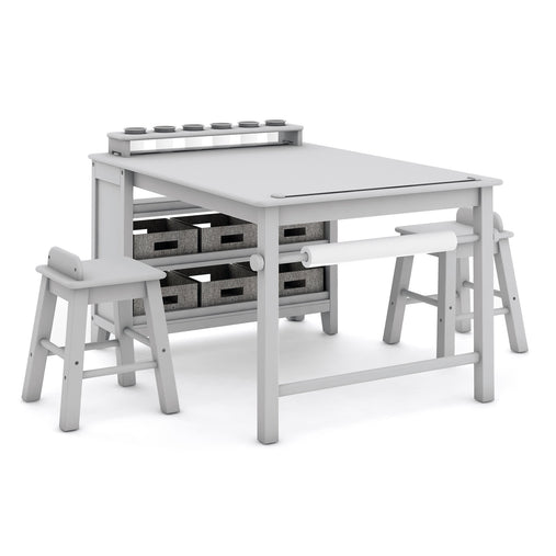 G76909 Martha Stewart Living and Learning Kids' Art Table and Stool Set Gray Angle 2 | Gray