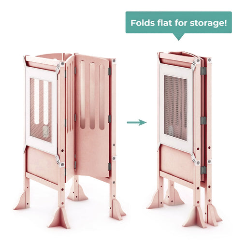 G97344 Contemporary Kitchen Helper Stool Pink Folding | Pink