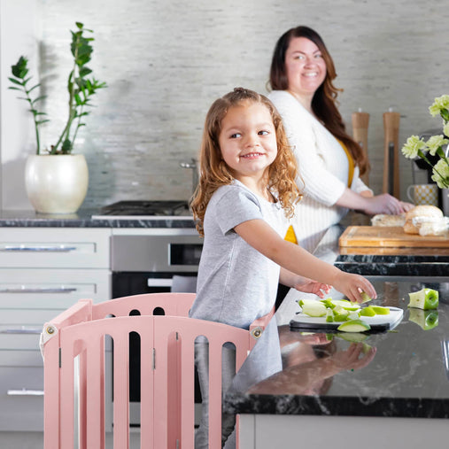 G97344 Contemporary Kitchen Helper Stool Pink Lifestyle 2 | Pink