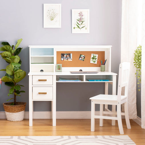 G27650-Taiga desk and hutch white front environment update | White