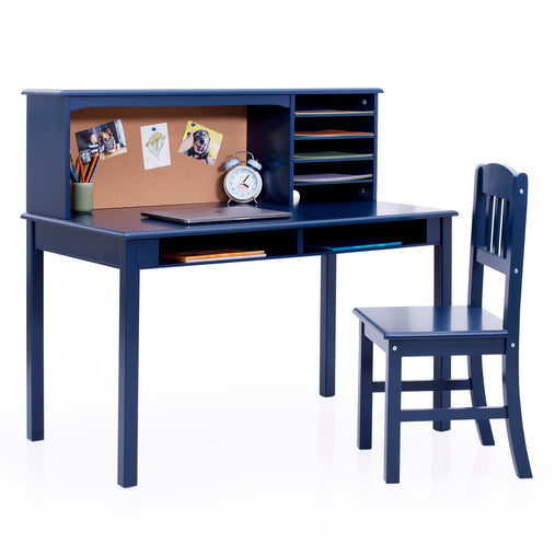 G27641 Media Desk Navy Quarter Propped | Navy