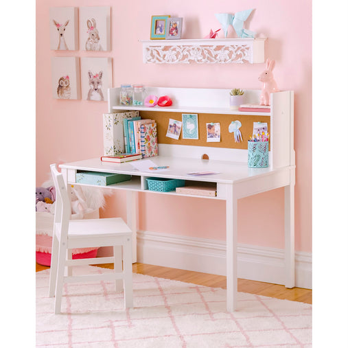 G76808 Martha Stewart Living and Learning Kids' Desk with Hutch and Chair White Environment1 | Linen White