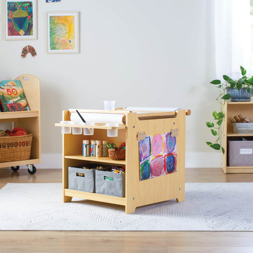 G51091 Desk to Easel Art Cart Natural Env 0128 Config B Front | Natural