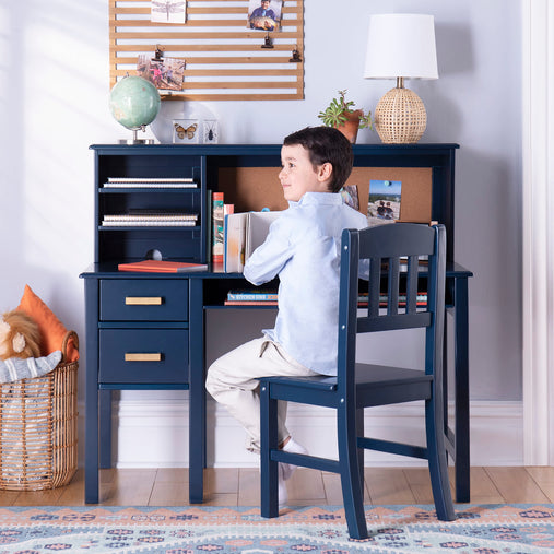 G27652 Taiga Desk and Hutch Navy Lifestyle 1 Crop | Navy