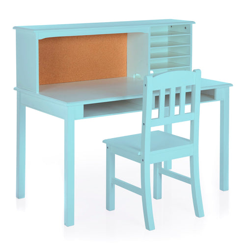 G27644 Guidecraft Childrens Media Desk and Chair Set Teal Quarter Unpropped | Teal