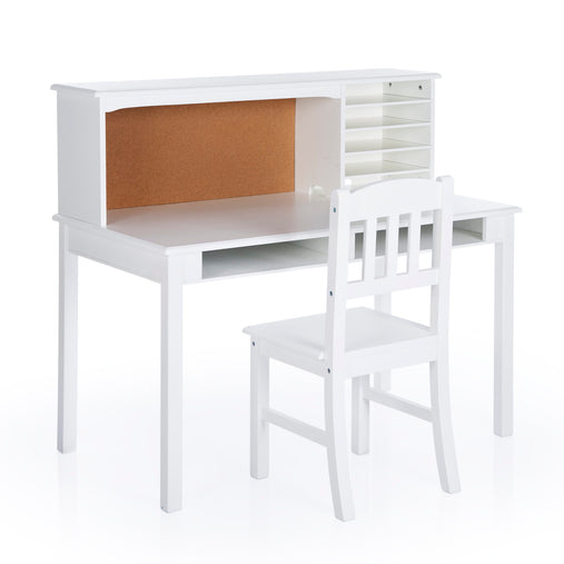 G27642 Guidecraft Childrens Media Desk and Chair Set White Quarter Unpropped | White