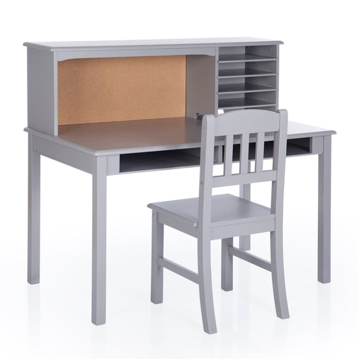 G27646 Guidecraft Childrens Media Desk and Chair Set Gray Quarter | Gray