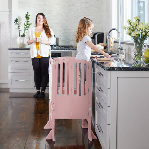 G97344 Contemporary Kitchen Helper Stool Pink Lifestyle 1 | Pink