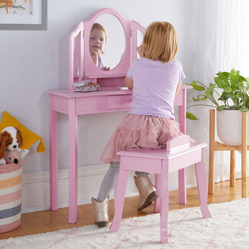 G87403 Vanity and Stool Pink Lifestyle 1 | Pink
