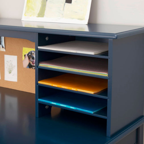 G27641 Navy Media Desk Shelf Detail | Navy