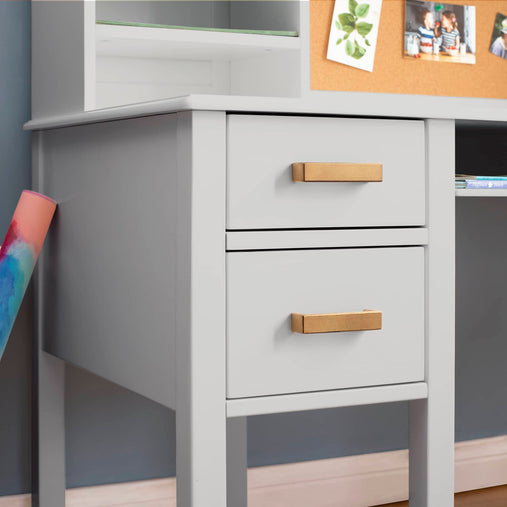 G27651-Taiga desk and hutch gray detail environment update | Gray