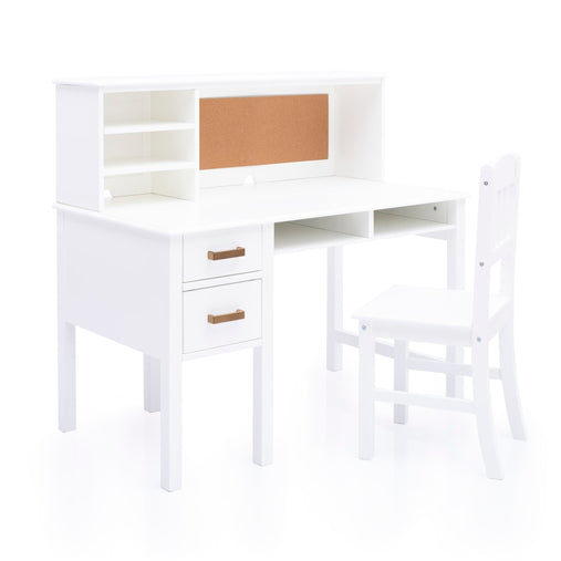G27650-Taiga desk and hutch white main update | White