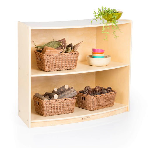 U42141 2-Shelf Left Curved Storage 30in Birch Plywood Propped