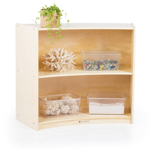U42142 2-Shelf Right Curved Storage 30in Birch Plywood propped