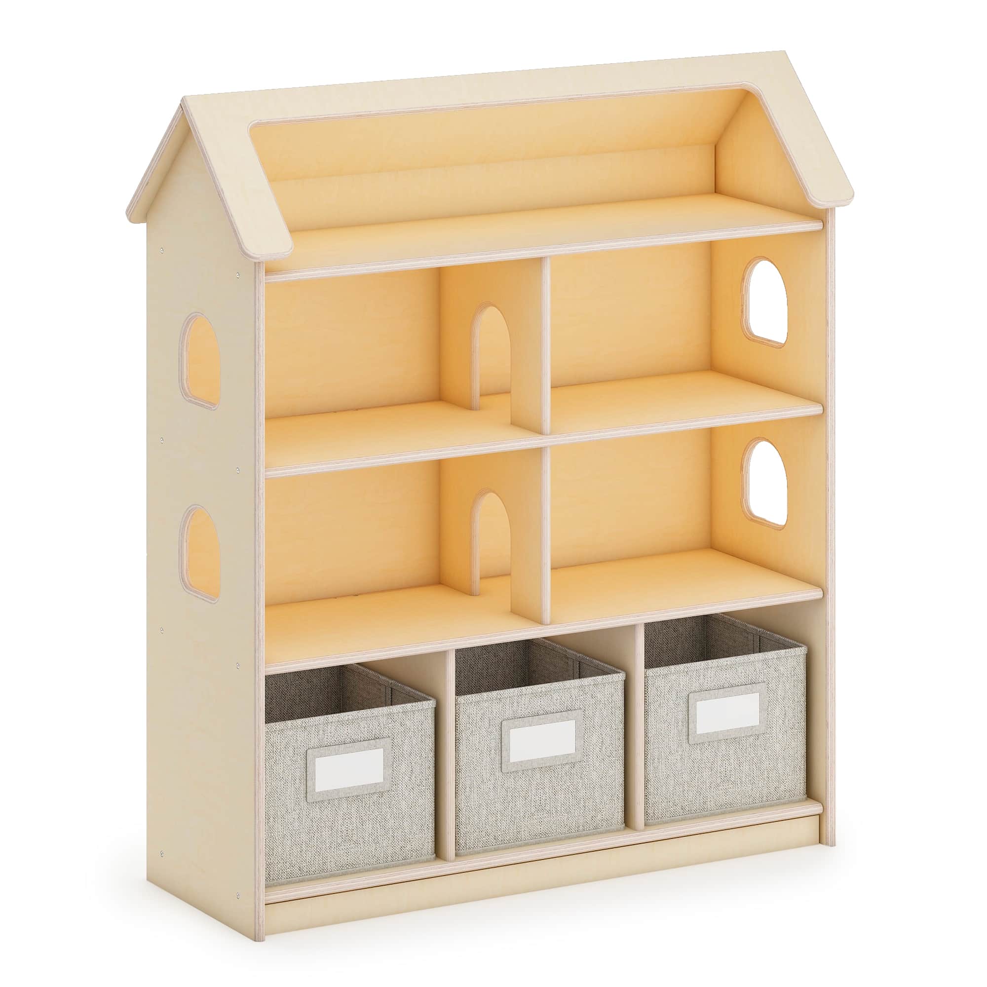 EdQ Dollhouse Bookcase with Bins – Guidecraft - Main Image