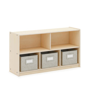 G80312 EdQ Essentials Two Shelf Compartment Storage 24in Natural Main-1 | Natural