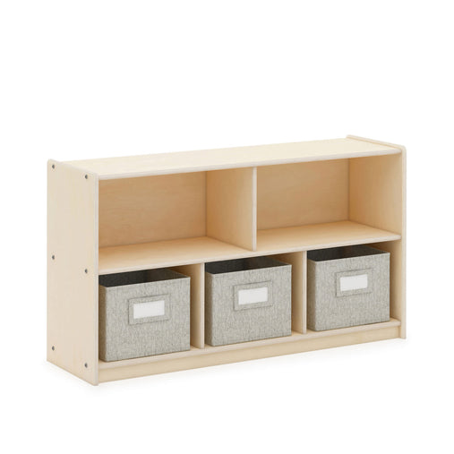 G80312 EdQ Essentials Two Shelf Compartment Storage 24in Natural Main-1 | Natural