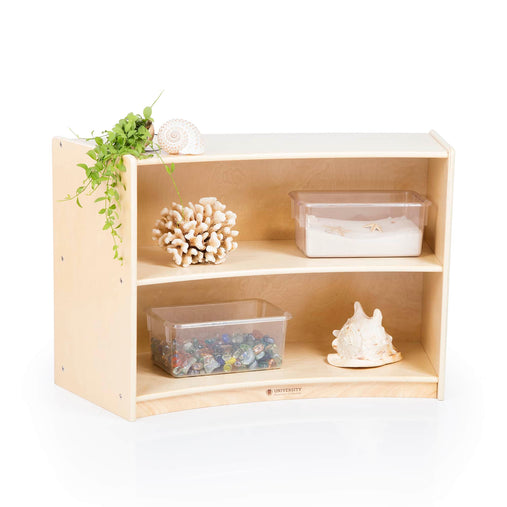 U42132 2-Shelf Right Curved Storage 24in Birch Plywood Propped