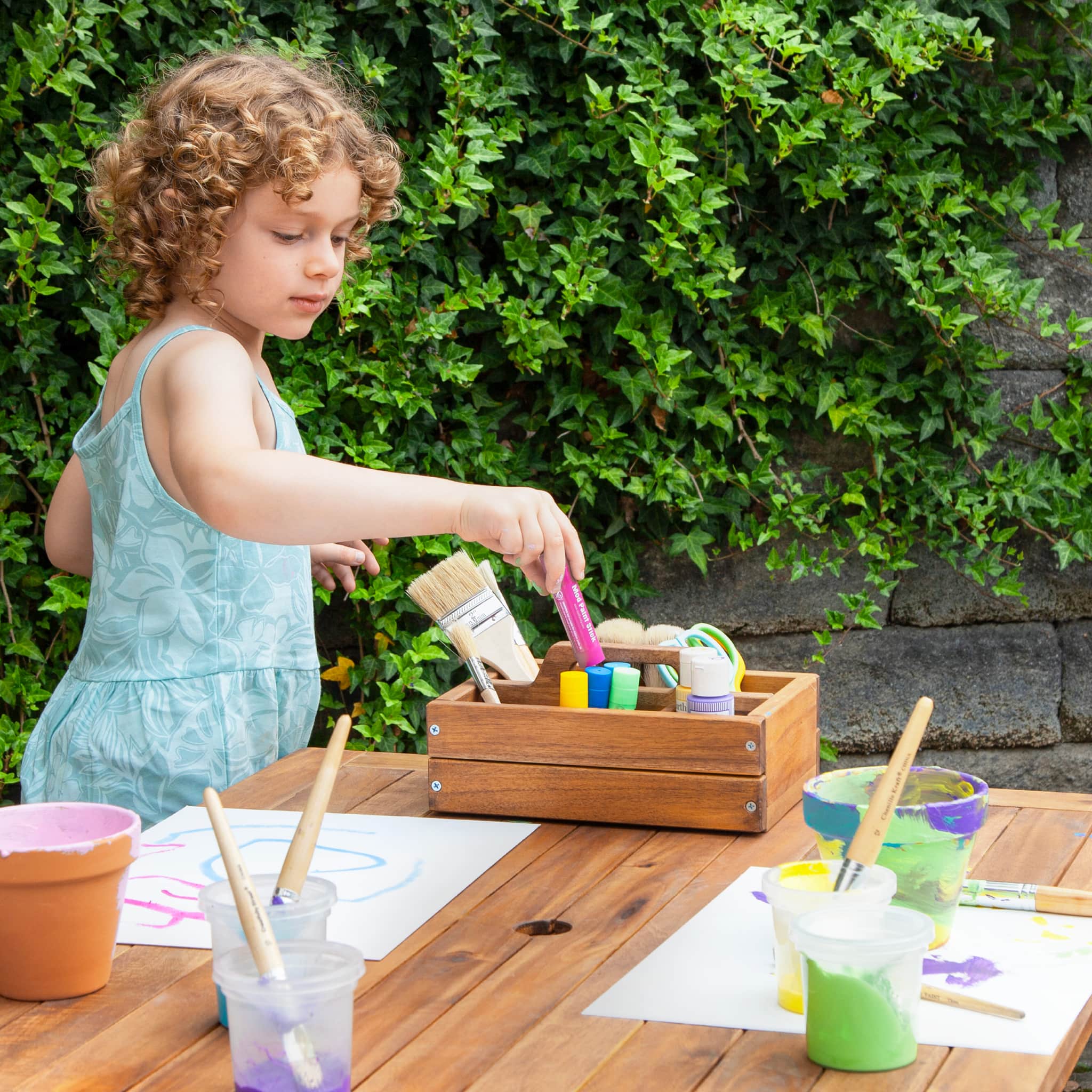 Martha Stewart Outdoor Craft Table and Bench Set for Kids – Guidecraft