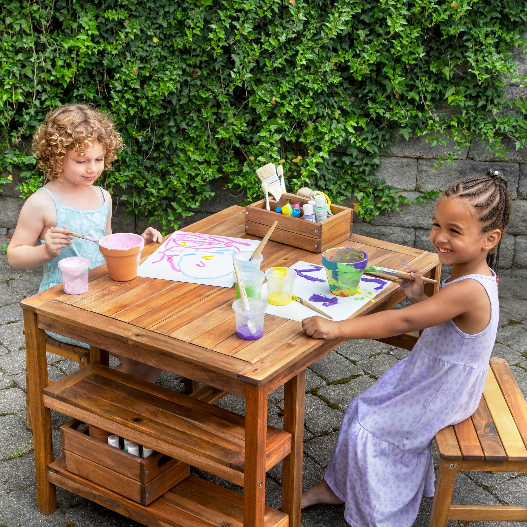 Martha Stewart Outdoor Craft Table and Bench Set for Kids – Guidecraft