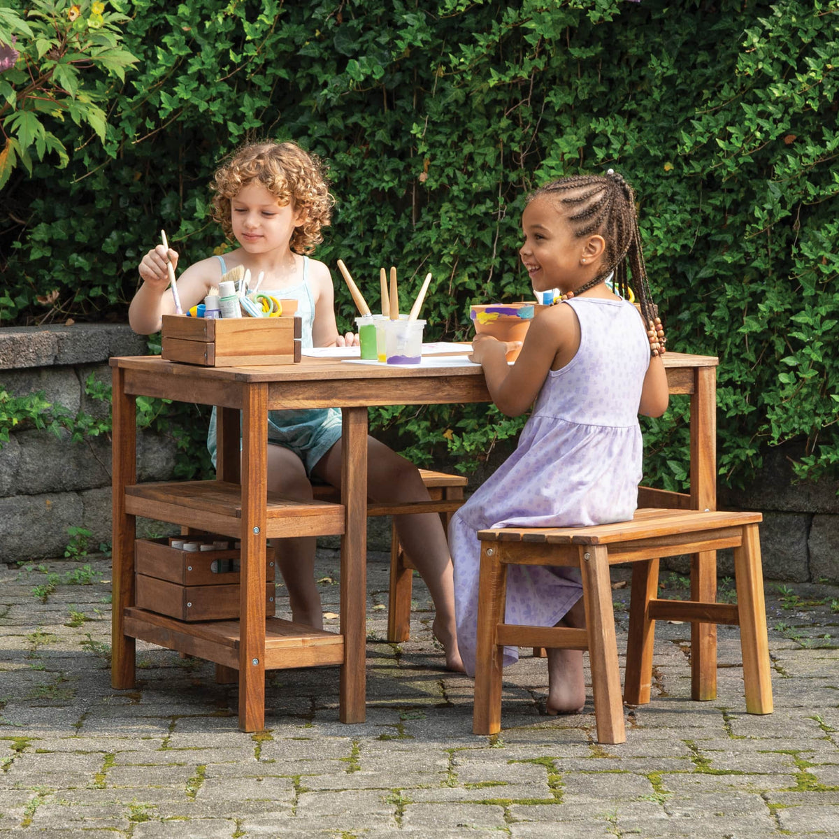 Martha Stewart Outdoor Craft Table and Bench Set for Kids – Guidecraft