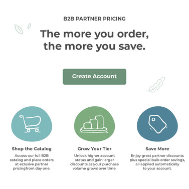 B2B partner pricing page with icons and text 