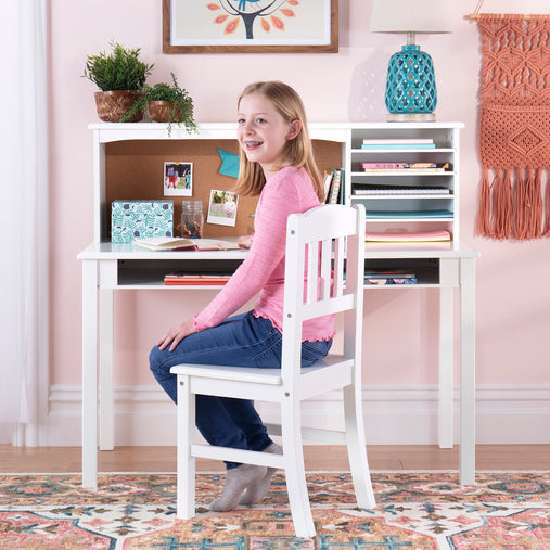 Guidecraft Kids Media Desk, Hutch and Chair Set - White