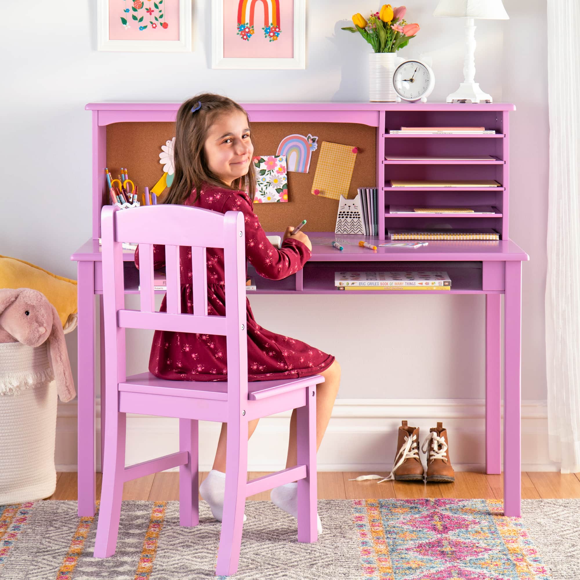 Kids Media Desk Hutch and Chair Set Guidecraft