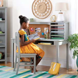 Guidecraft Kids Media Desk, Hutch and Chair Set - Gray