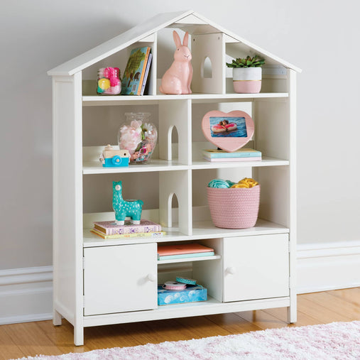 G27840 Martha Stewart Kids Dollhouse Bookcase White Env 1