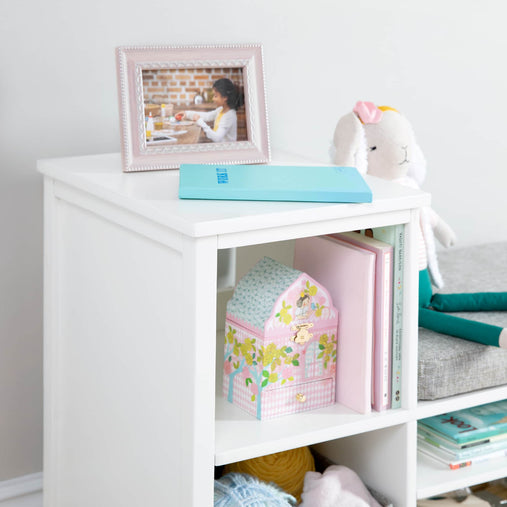 G27844 Martha Stewart Kids Reading Nook with Bins White Env Detail 1