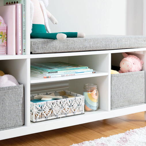 G27844 Martha Stewart Kids Reading Nook with Bins White Env Detail 2