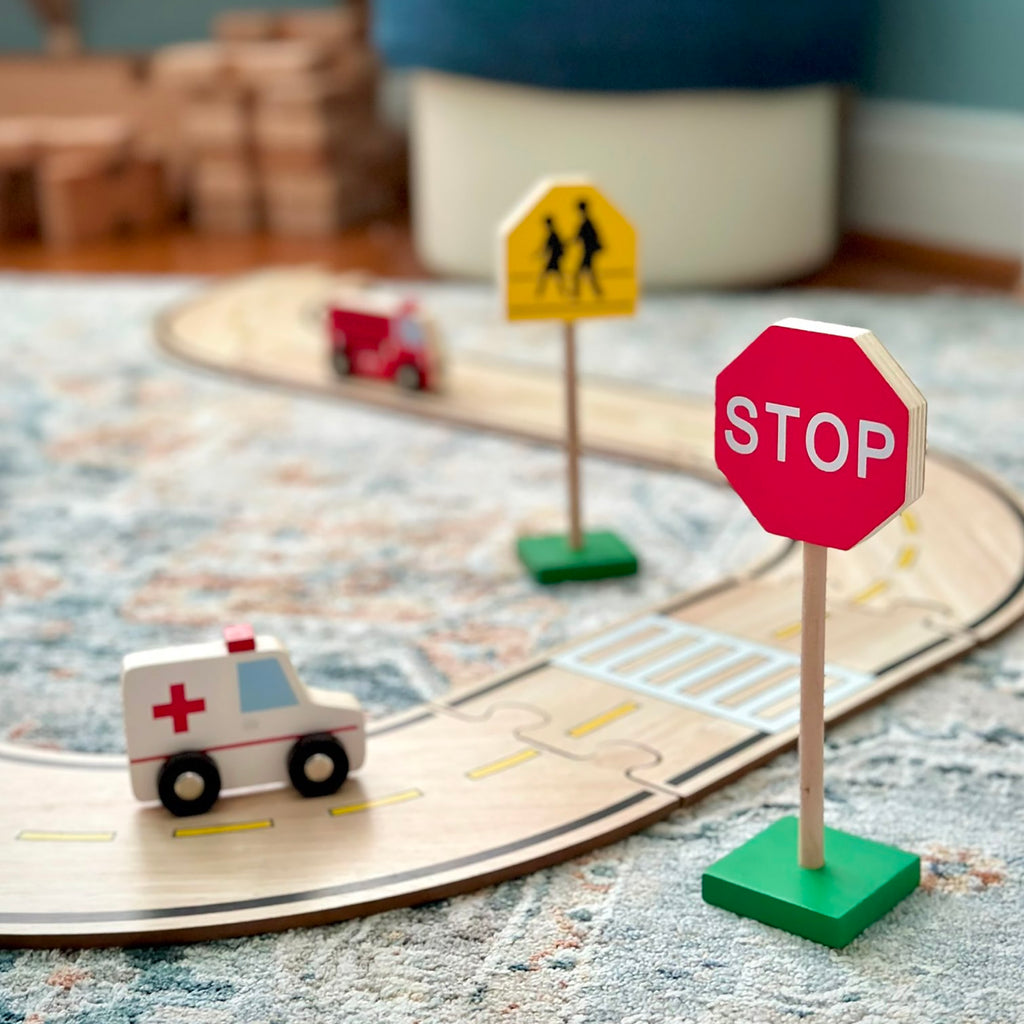 9pcs roadblock panneau de signalisation playset jouet connaissance du  trafic routier apprentissage rouge