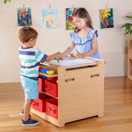 Guidecraft Kids' Desk to Easel Art Cart G51089 03