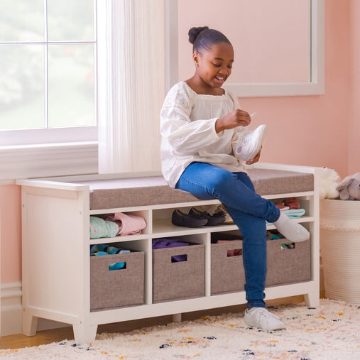 Martha Stewart Living and Learning Kids' Storage Bench Creamy White