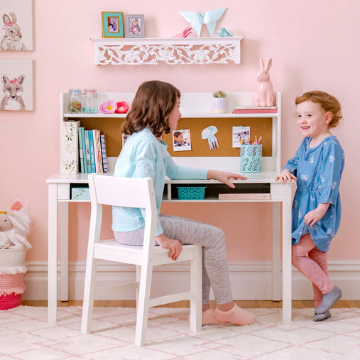 G76808 Martha Stewart Living and Learning Kids' Desk with Hutch and Chair White_Lifestyle2