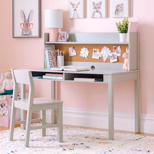 Martha Stewart Kids' Desk with Hutch and Chair Gray