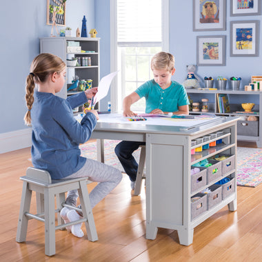 Martha Stewart Living and Learning Kids Art Table and Stool Set - Gray