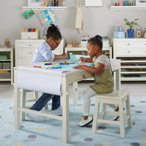 Martha Stewart Crafting Kids Art Table and Paper Roll - Creamy White