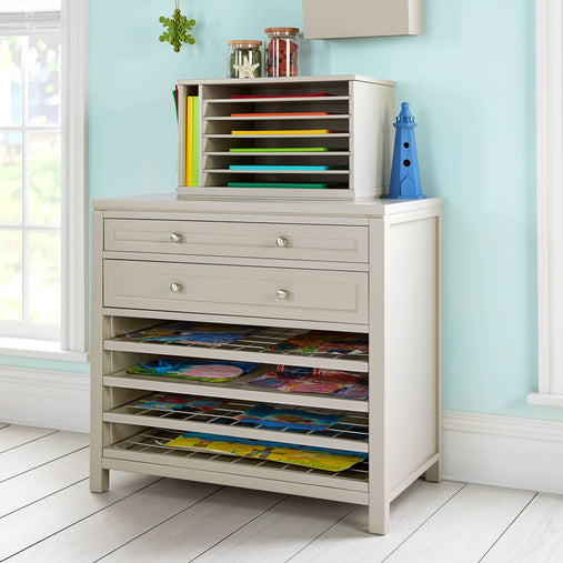 G77200 Martha Stewart Crafting Kids Art Storage with Drying Racks Gray Env 1