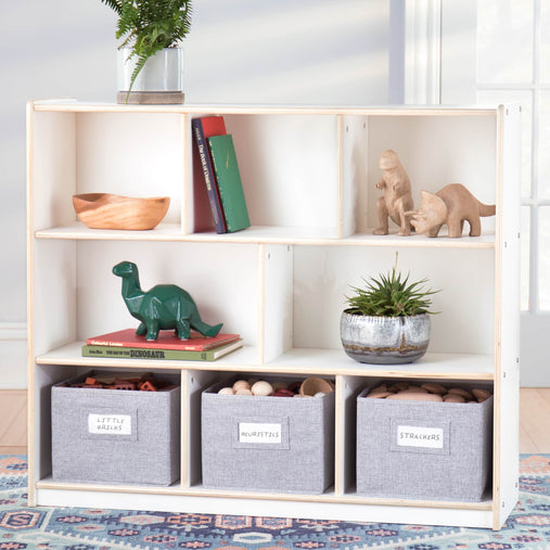 EdQ 3-Shelf 8-Compartment Storage with Bins - 36" Natural