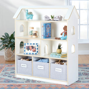 EdQ Dollhouse Bookcase with Bins White